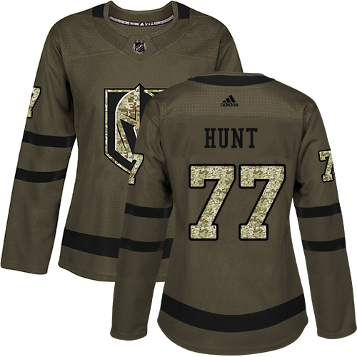Adidas Golden Knights #77 Brad Hunt Green Salute to Service Women's Stitched NHL Jersey